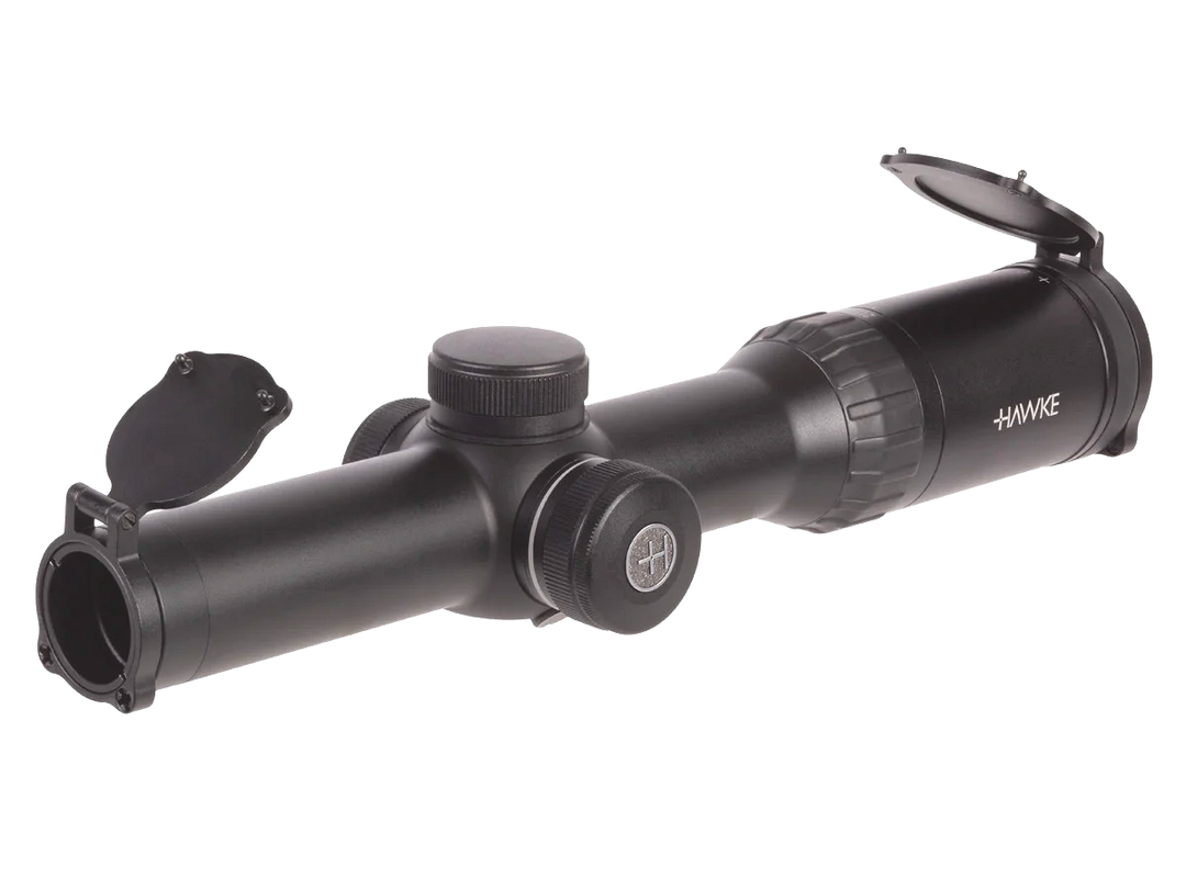 Hawke XB30 Pro scope with flip-up lens covers, transparent background